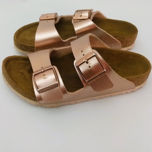 Birkenstock Other - Birkenstock Sandals Size 33 2  Girl Arizona Metallic Rose Gold Buckle Germany